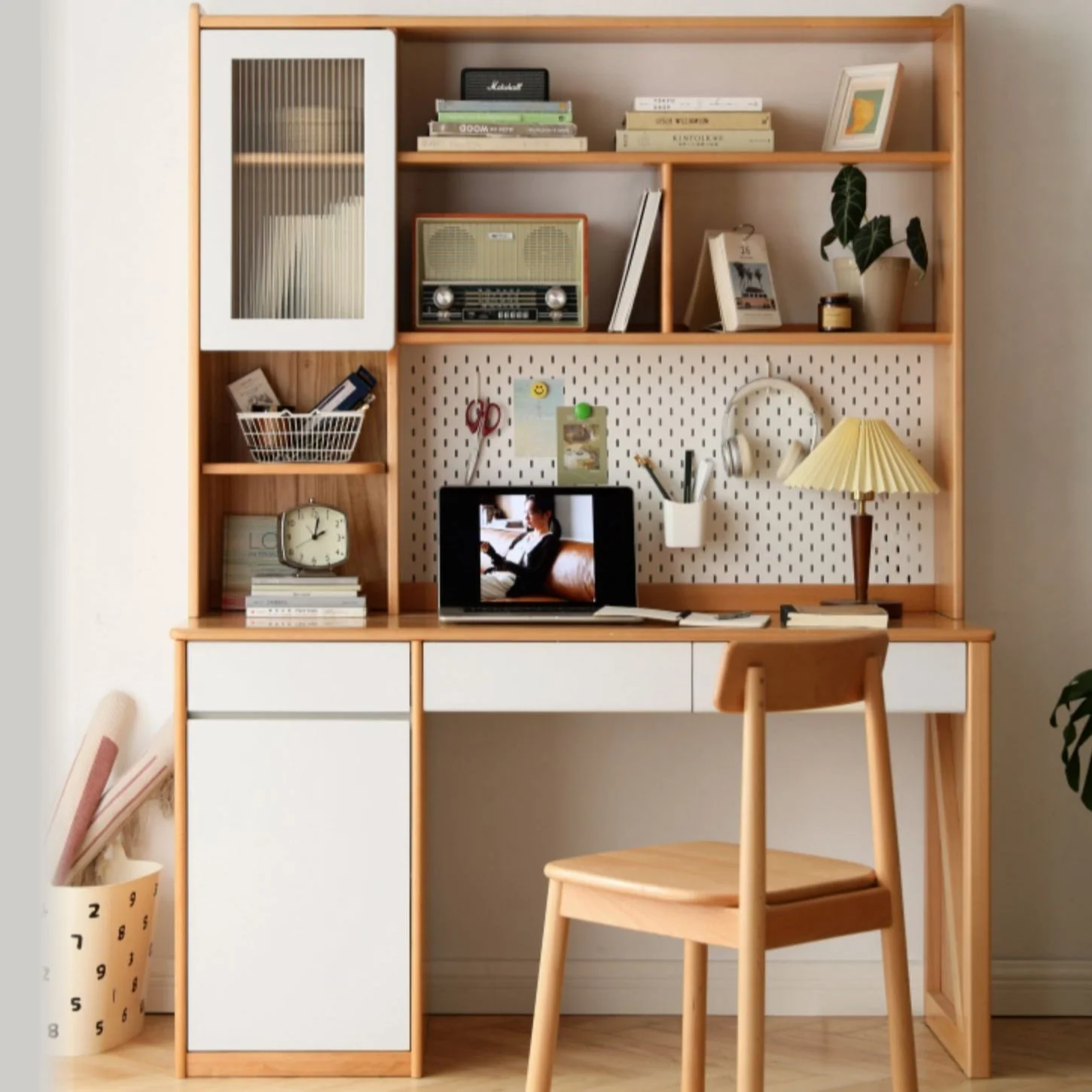 Kệ sách kết hợp bàn làm việc