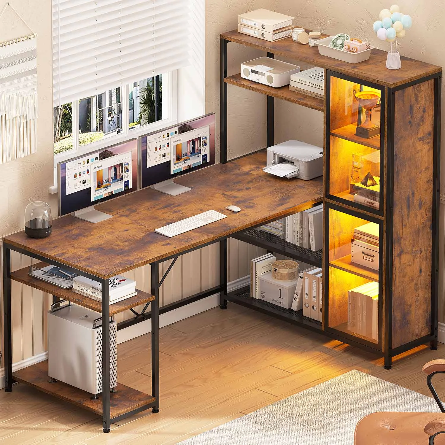 Bàn làm việc kết hợp với kệ sách