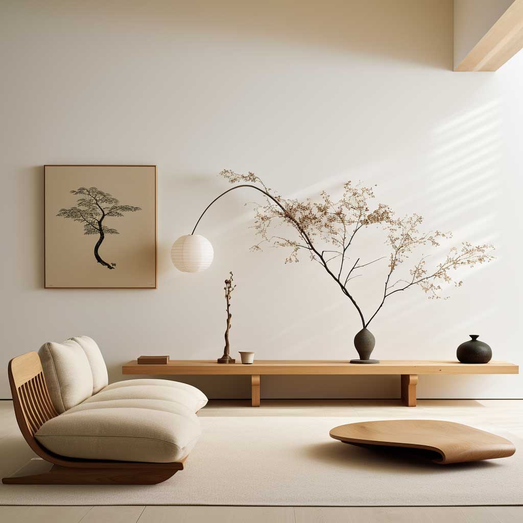 phòng khách tối giản ít đồ