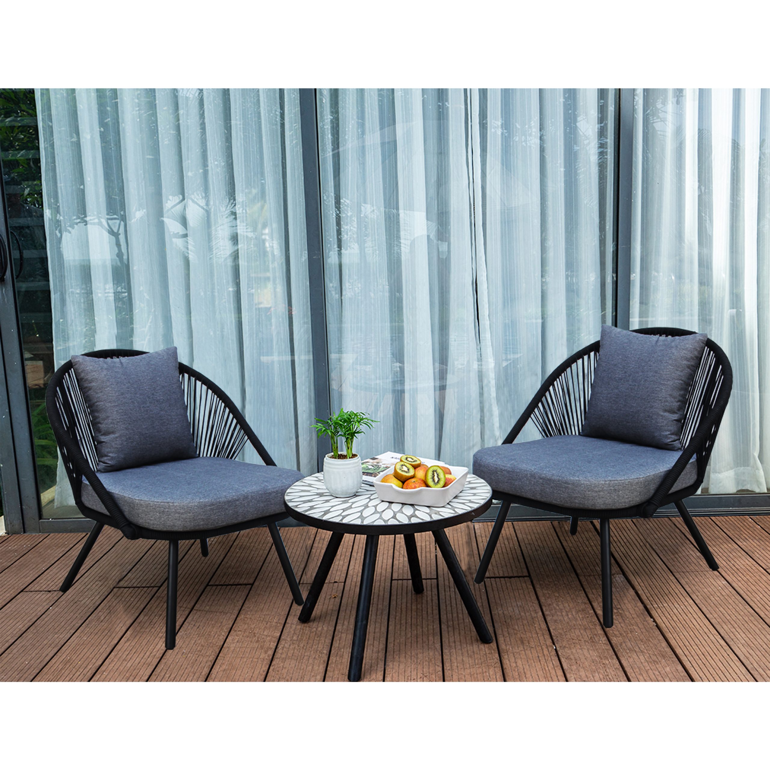 Bộ ghế gỗ Thermo + dây rope